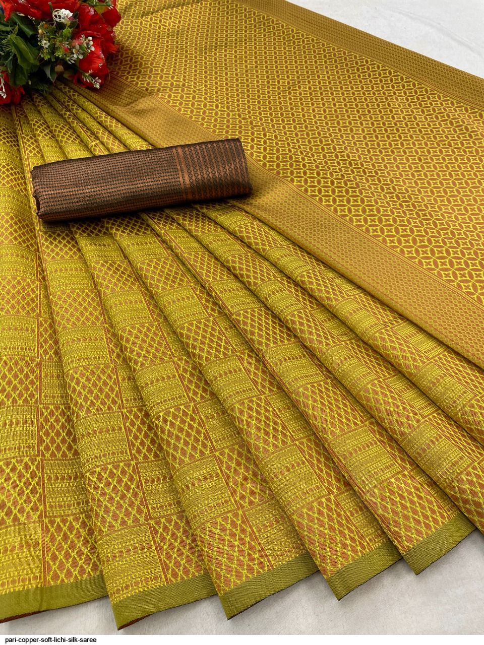 PARI COPPER SOFT LICHI SILK SAREE C