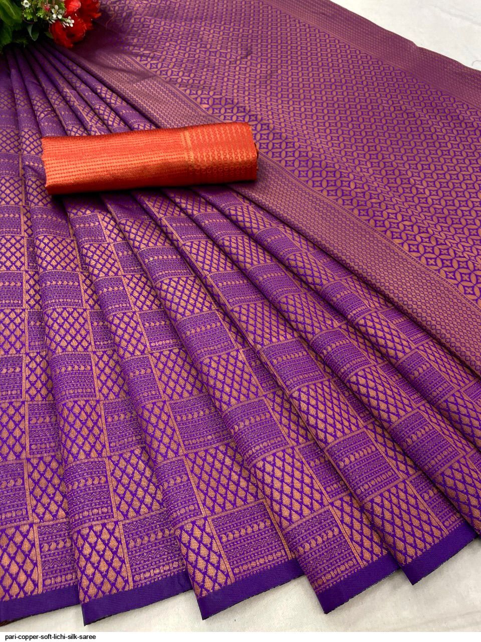 PARI COPPER SOFT LICHI SILK SAREE