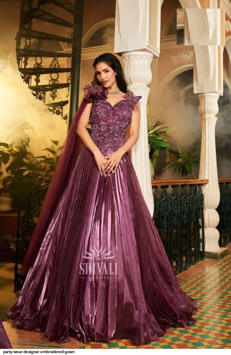 strapless open back dress Deep Purple Satin Gown for Girls