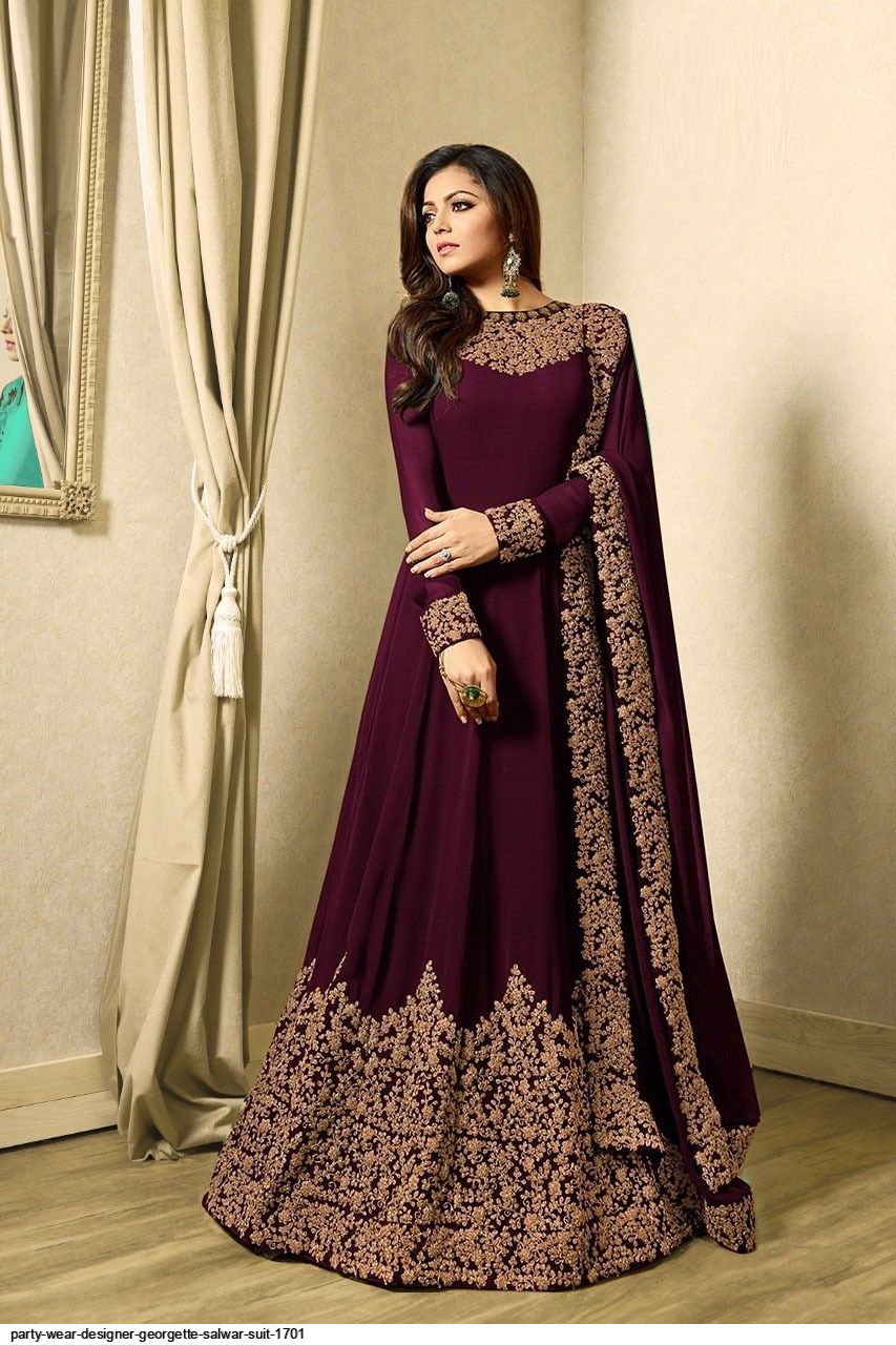 16326 WEDDING PARTY WEAR DESIGNER BOUTIQUE FINISH GOWN SALWAR SUIT