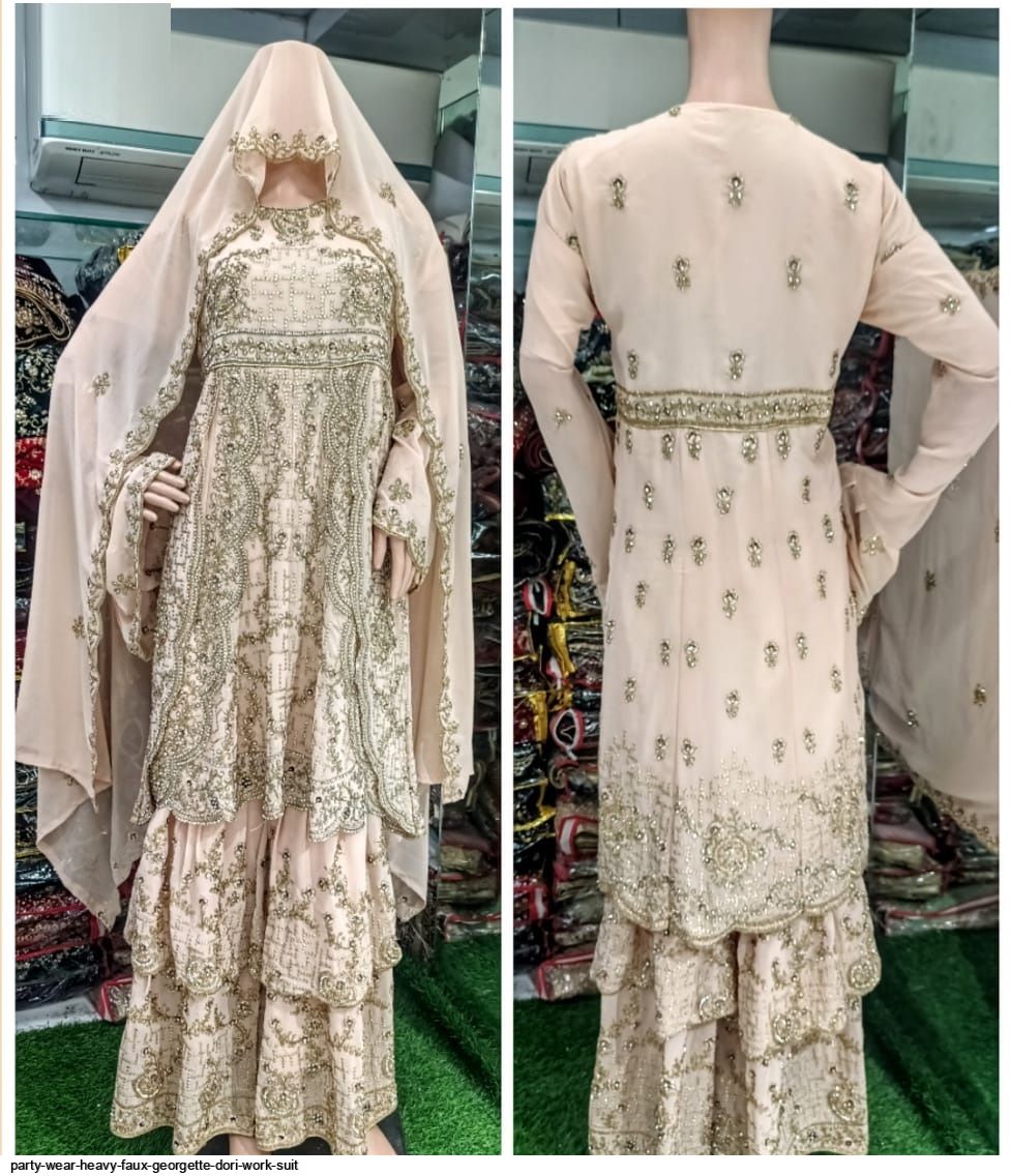 PARTY WEAR HEAVY FAUX GEORGETTE DORI WORK SUIT