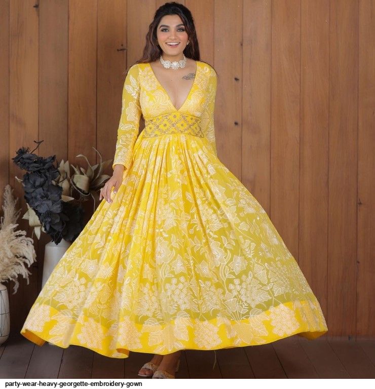 party wear heavy embroidery gown
