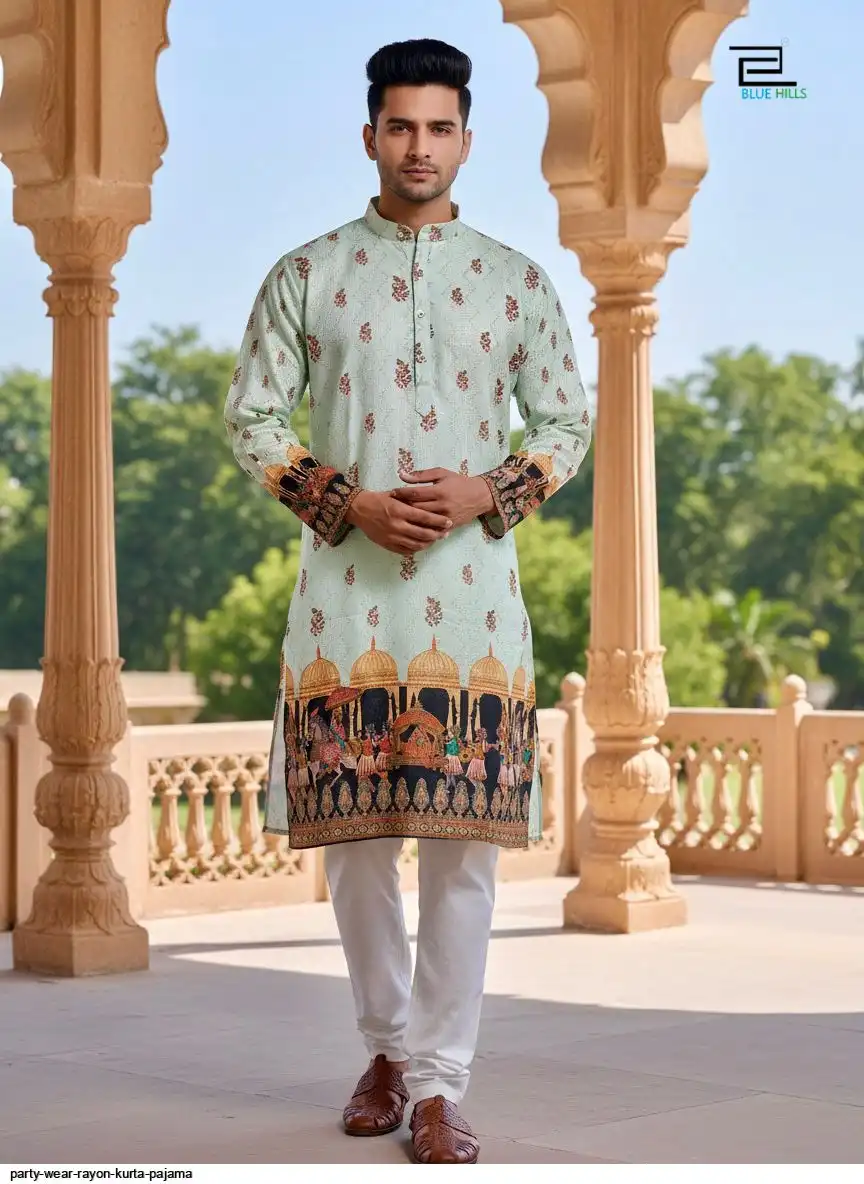 PARTY WEAR RAYON KURTA PAJAMA F