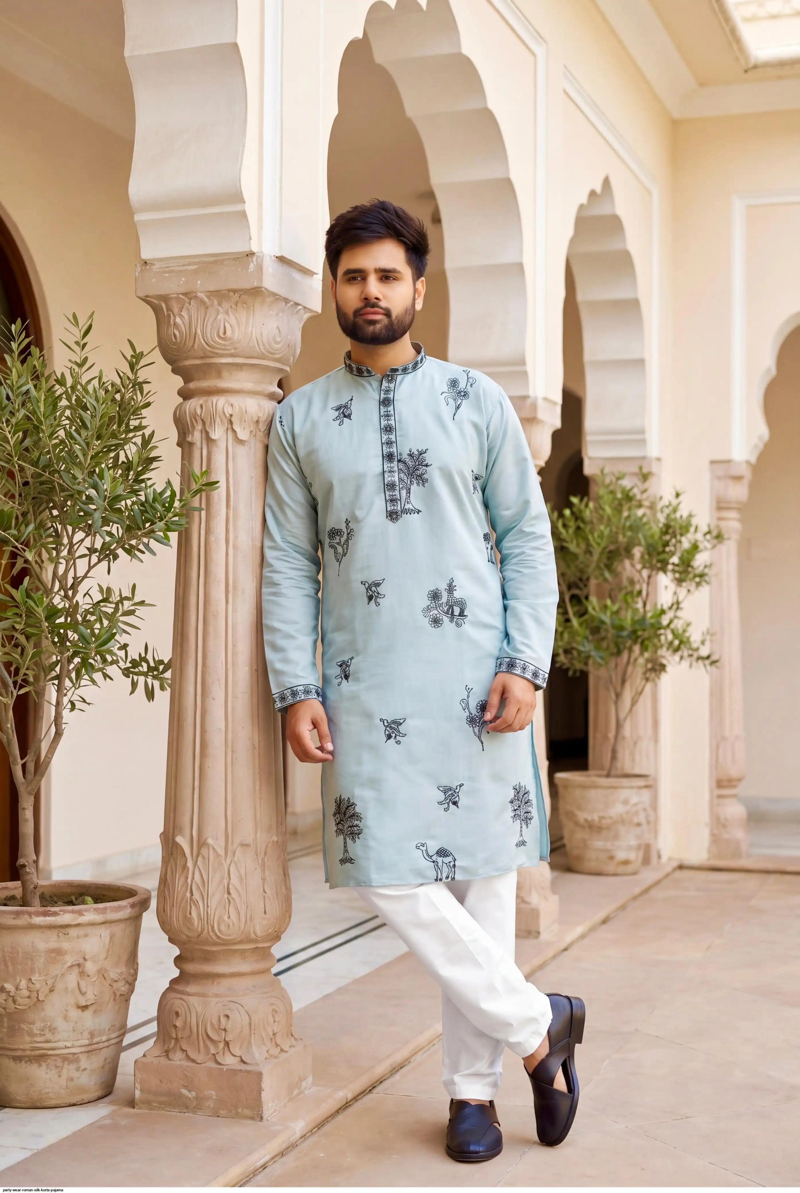 manyavar party wear dress for men Buy Alluring Blue Party Wear Indo Western Set Online in Canada @Manyavar