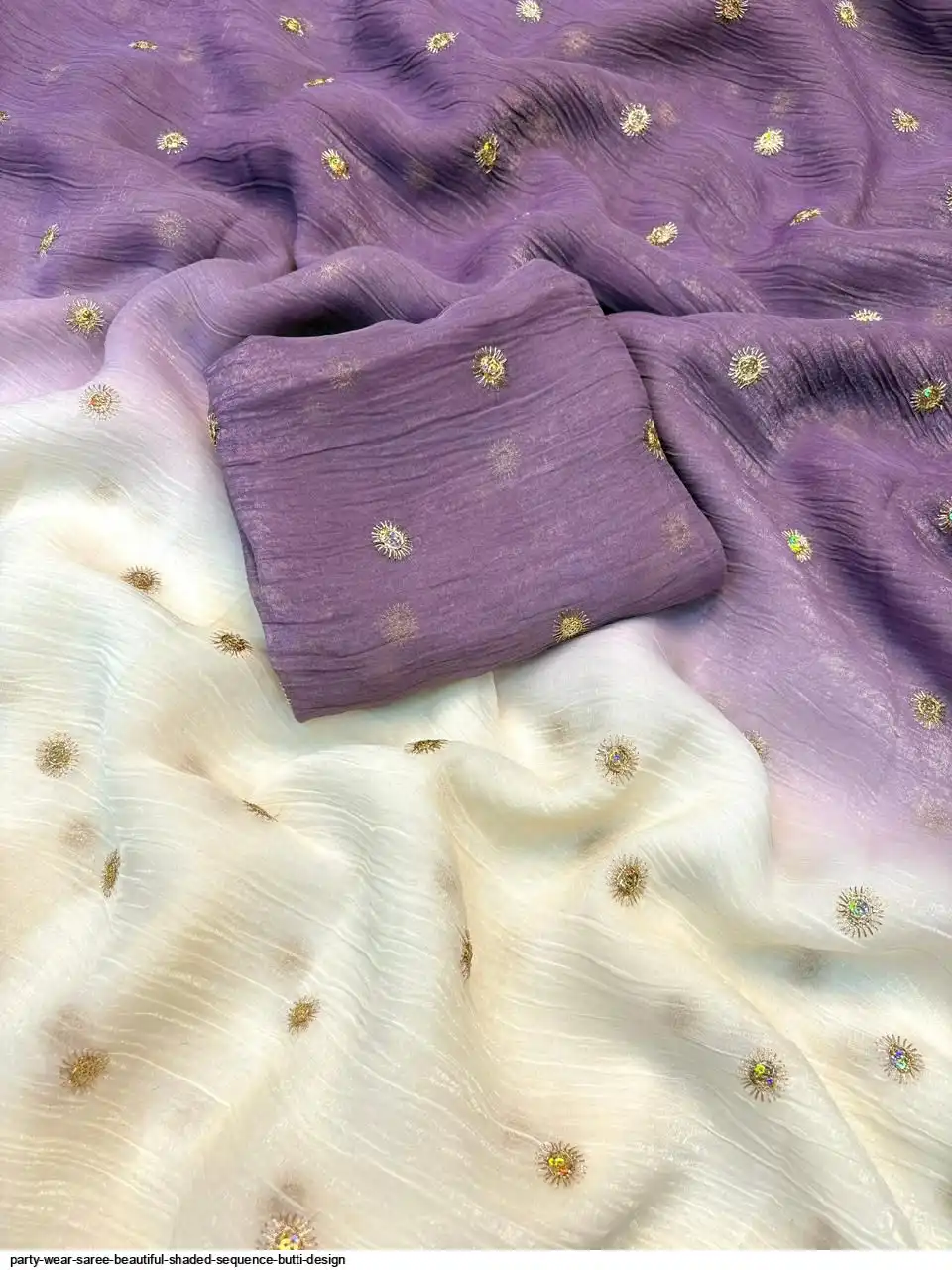 PARTY WEAR SAREE BEAUTIFUL SHADED SEQUENCE BUTTI DESIGN A