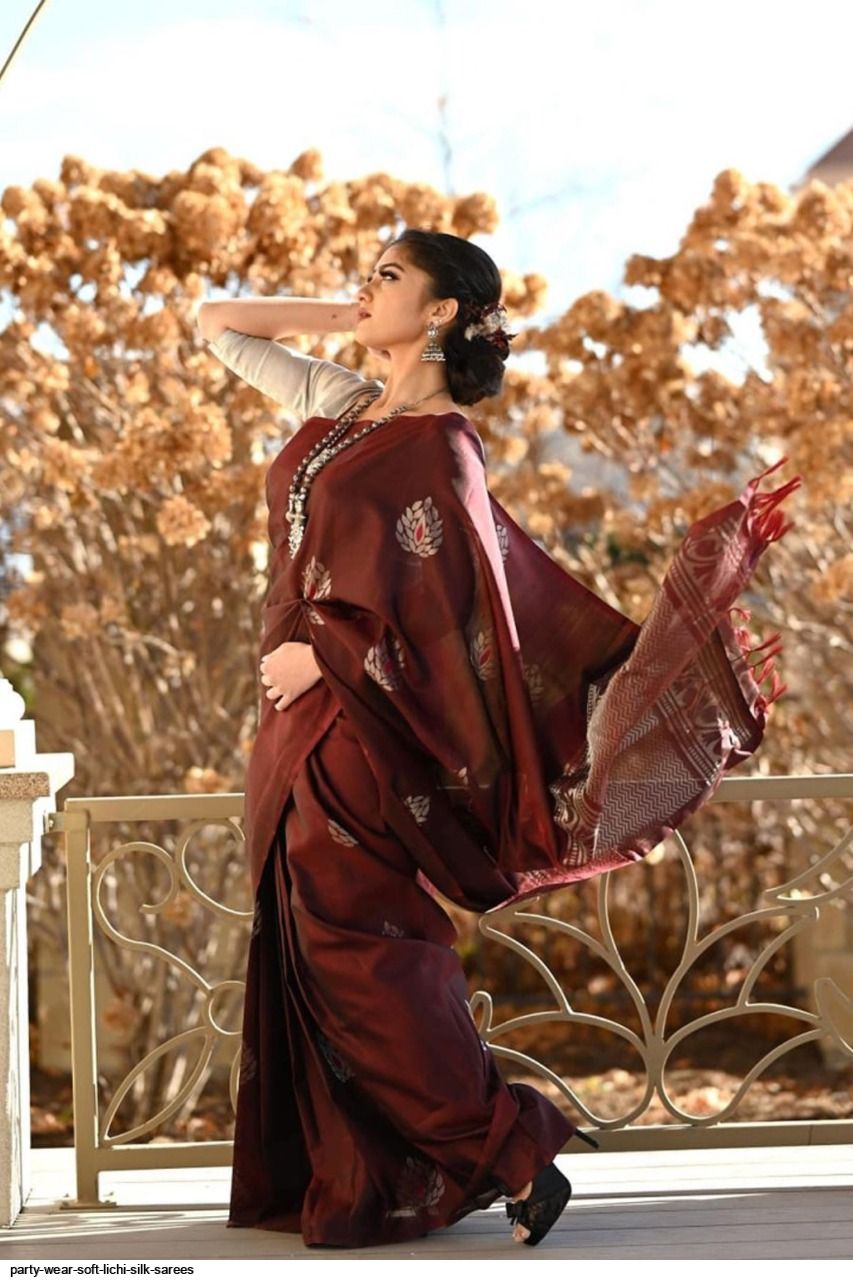 PARTY WEAR SOFT LICHI SILK SAREES