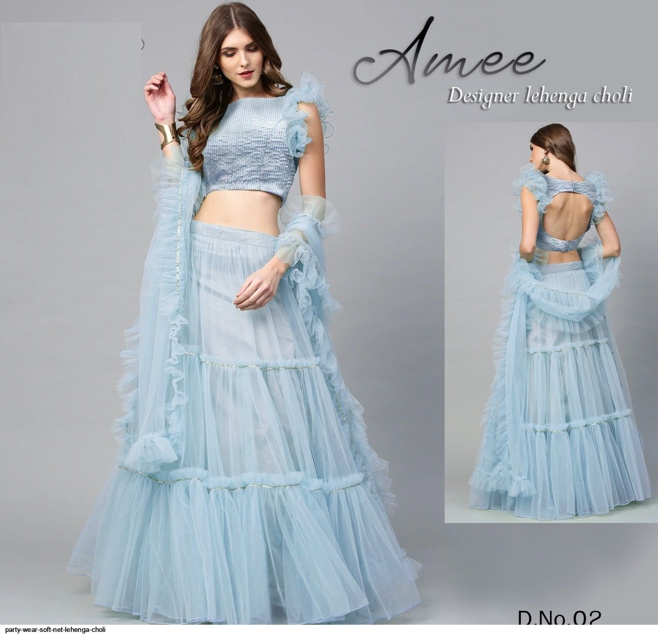 PARTY WEAR SOFT NET LEHENGA CHOLI A