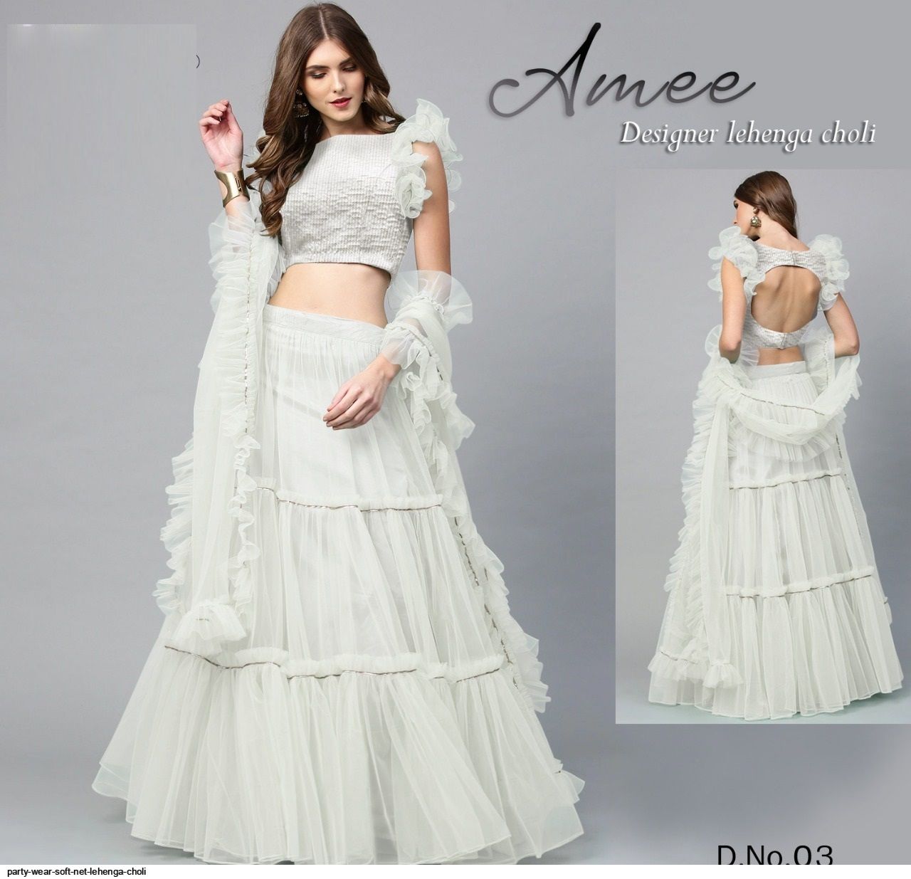 PARTY WEAR SOFT NET LEHENGA CHOLI B