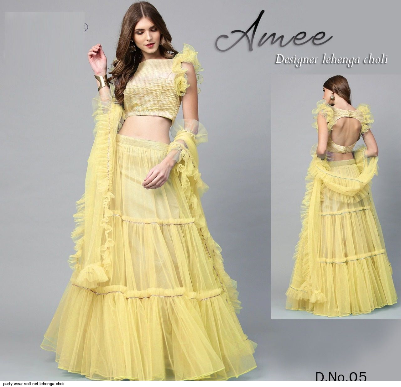 PARTY WEAR SOFT NET LEHENGA CHOLI D
