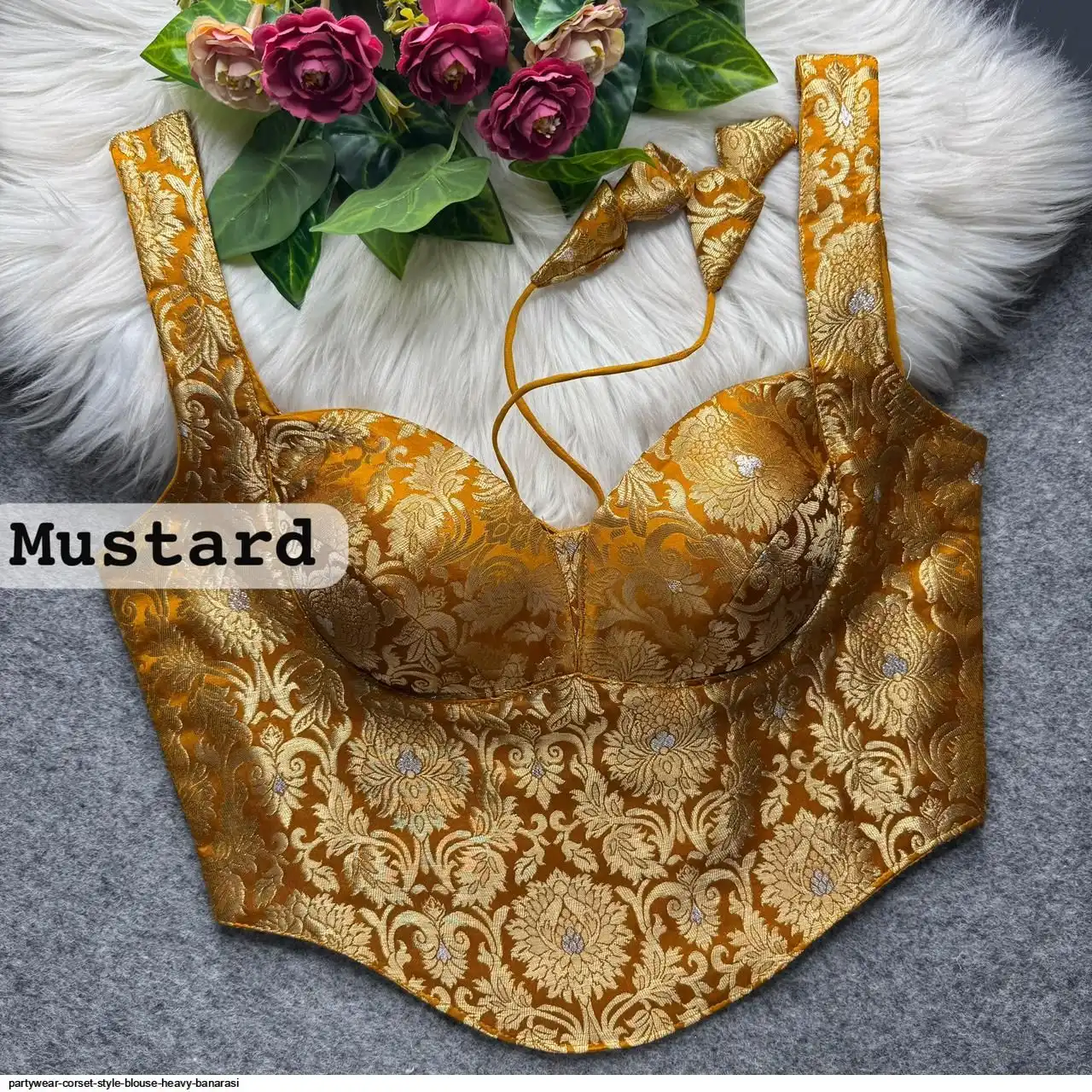 PARTYWEAR CORSET STYLE BLOUSE HEAVY BANARASI 3
