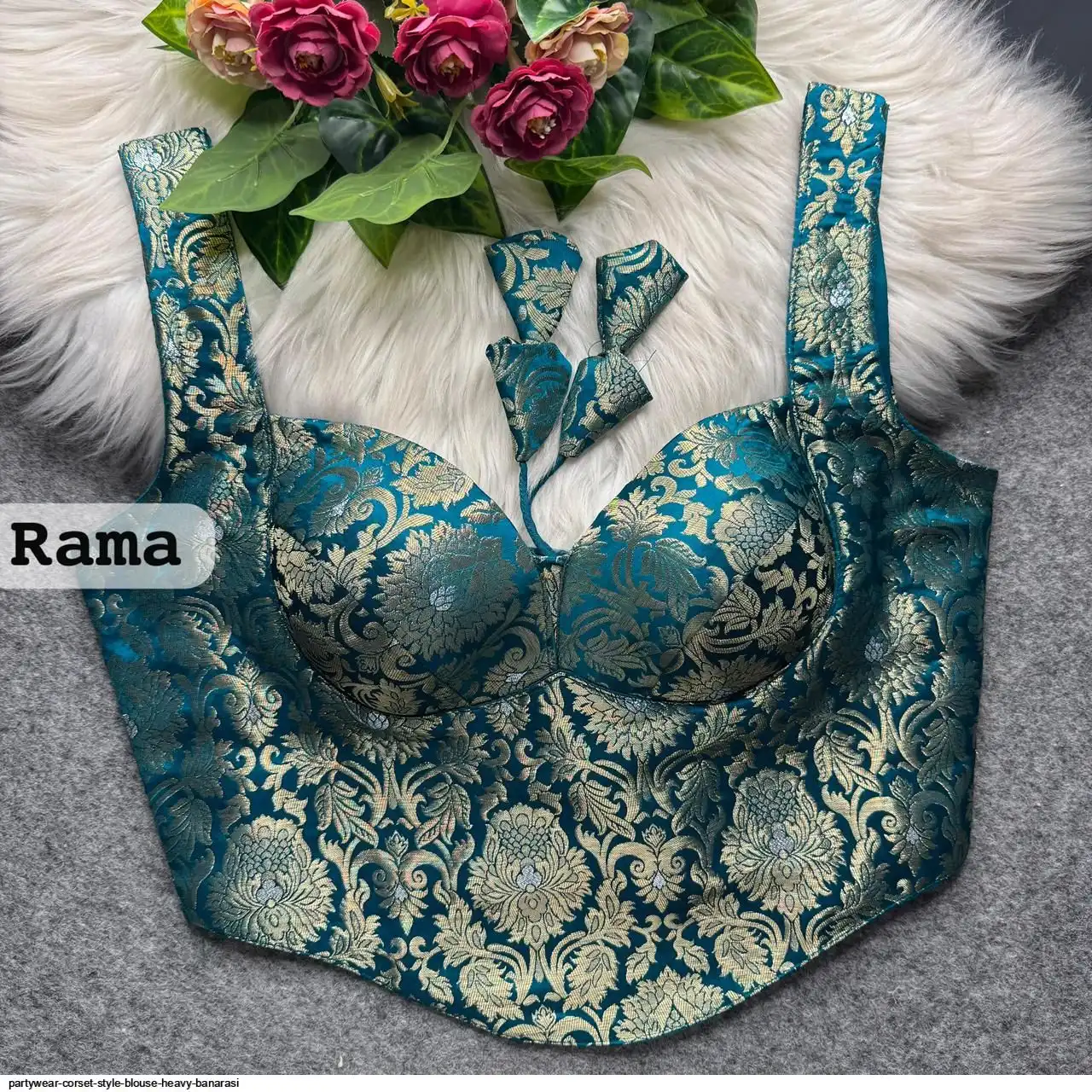 PARTYWEAR CORSET STYLE BLOUSE HEAVY BANARASI 4