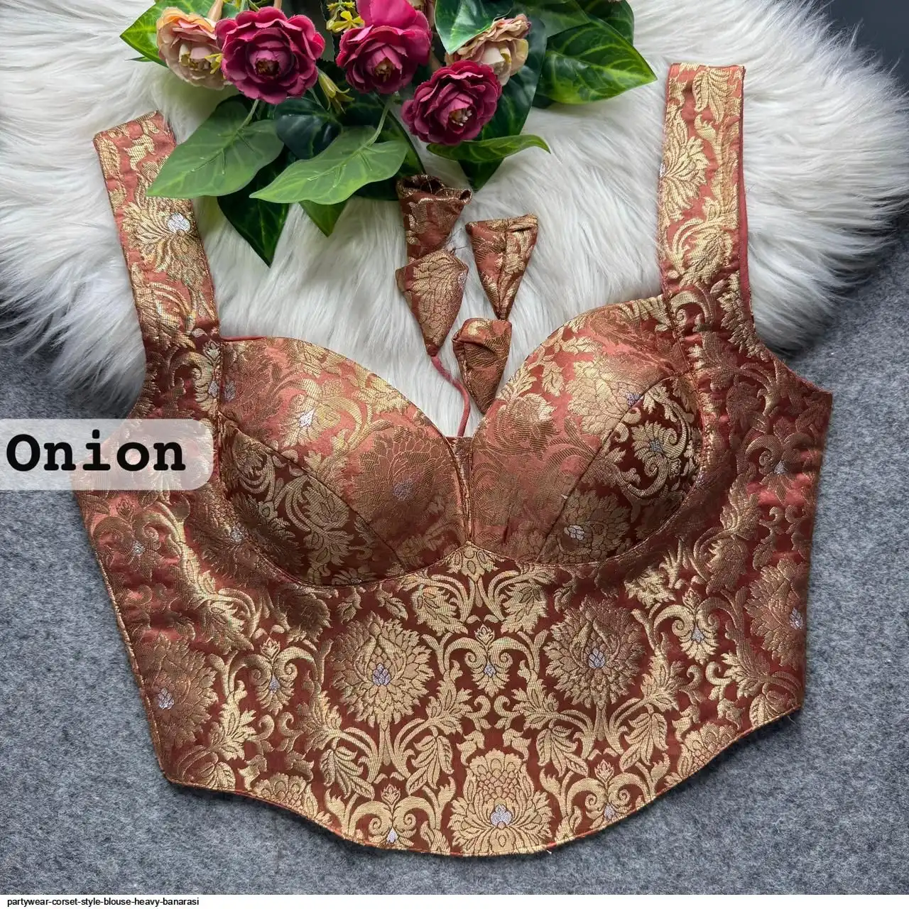 PARTYWEAR CORSET STYLE BLOUSE HEAVY BANARASI 8