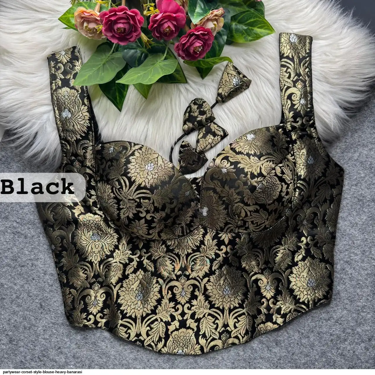 PARTYWEAR CORSET STYLE BLOUSE HEAVY BANARASI 10