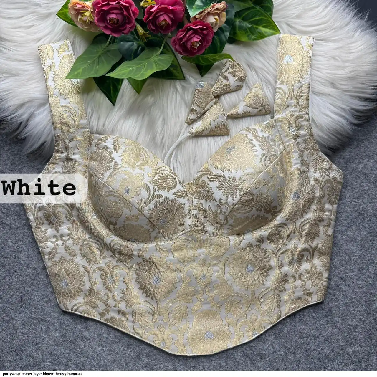 PARTYWEAR CORSET STYLE BLOUSE HEAVY BANARASI 9
