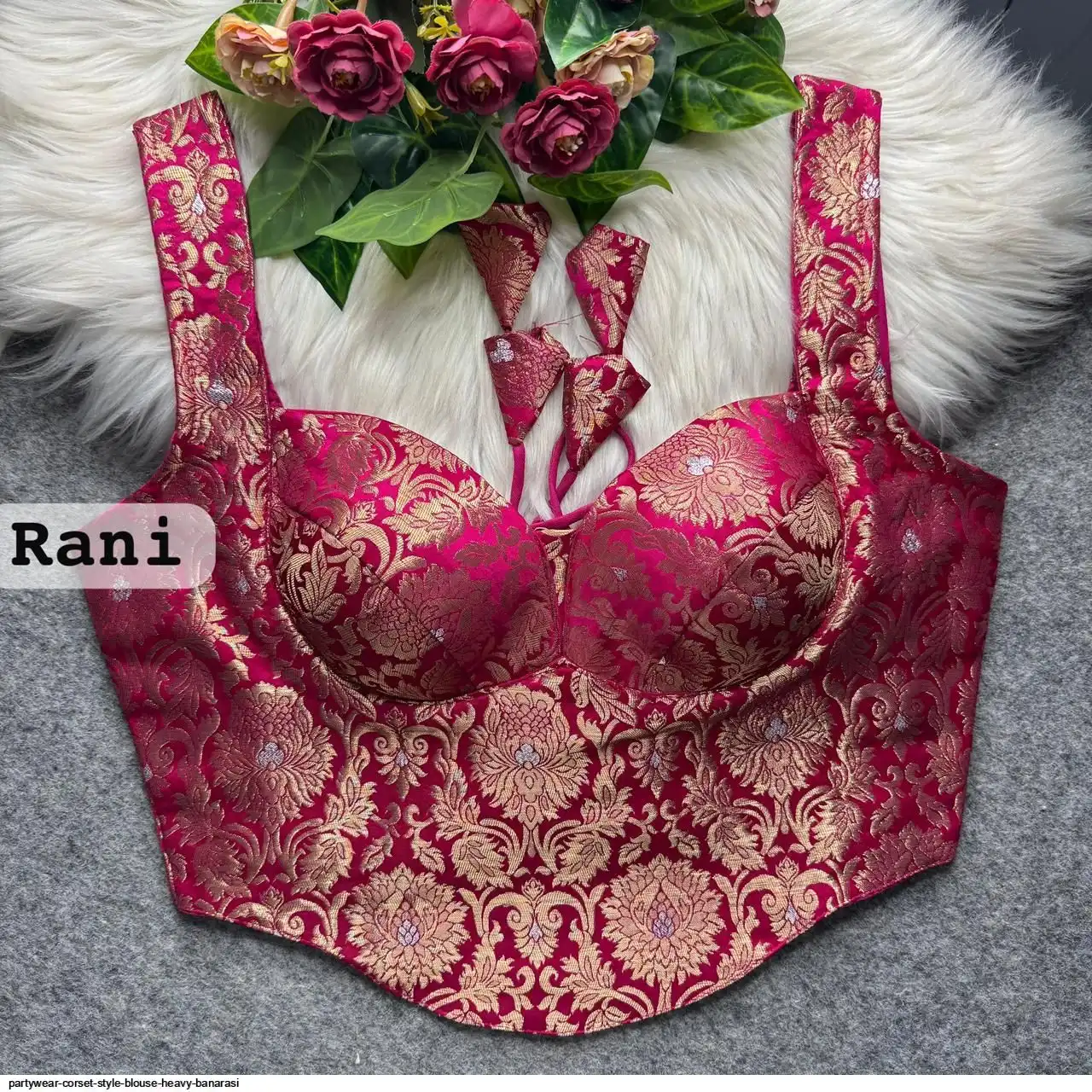 PARTYWEAR CORSET STYLE BLOUSE HEAVY BANARASI 14