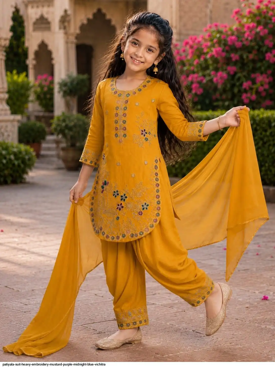 PATIYALA SUIT HEAVY EMBROIDERY MUSTARD PURPLE MIDNIGHT BLUE VICHITRA A
