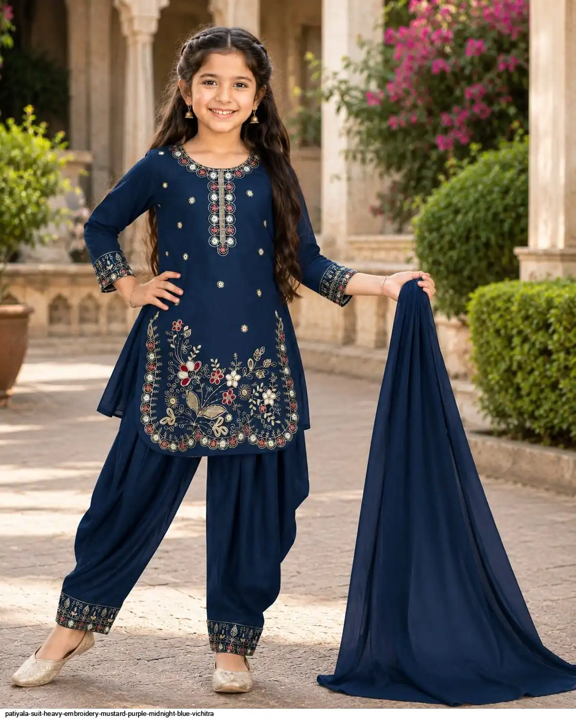 PATIYALA SUIT HEAVY EMBROIDERY MUSTARD PURPLE MIDNIGHT BLUE VICHITRA B