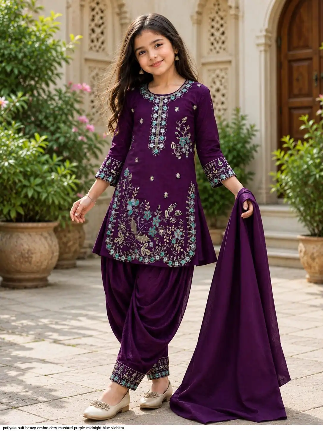PATIYALA SUIT HEAVY EMBROIDERY MUSTARD PURPLE MIDNIGHT BLUE VICHITRA C