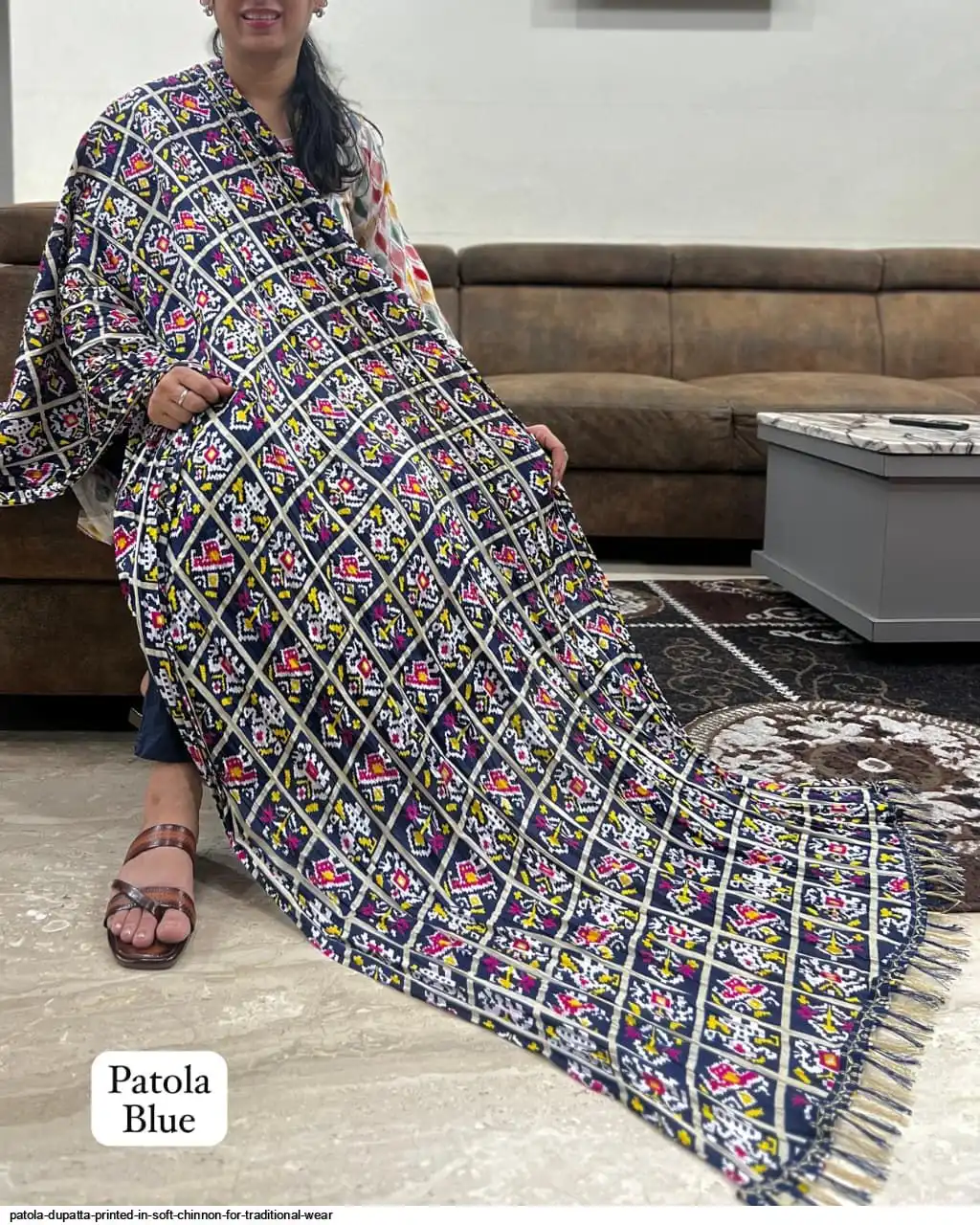PATOLA DUPATTA PRINTED IN SOFT CHINNON FOR TRADITIONAL WEAR C