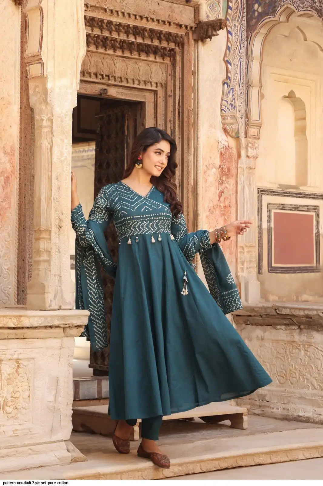 PATTERN ANARKALI 3PIC SET PURE COTTON D