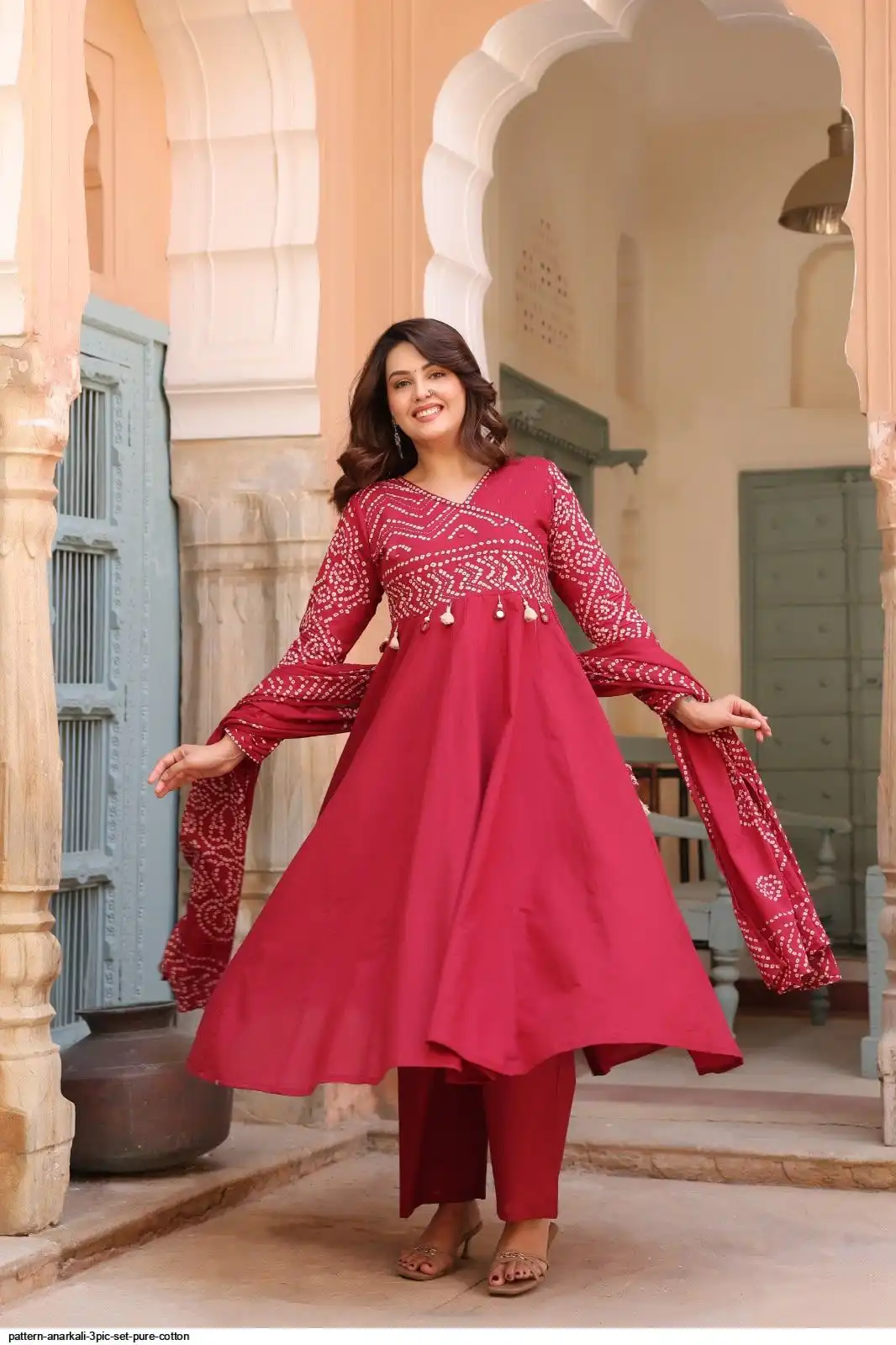 PATTERN ANARKALI 3PIC SET PURE COTTON A