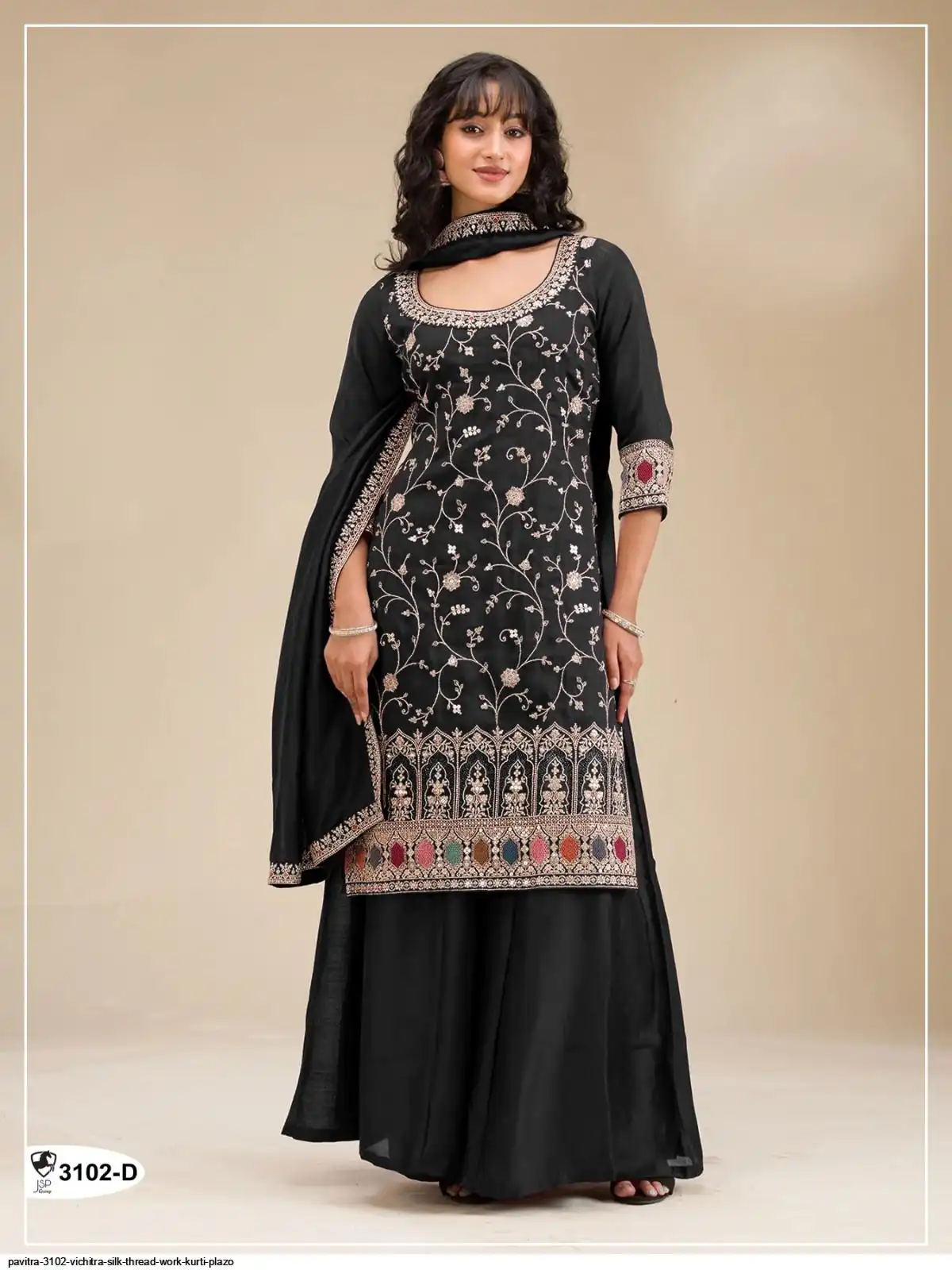 PAVITRA 3102 VICHITRA SILK THREAD WORK KURTI PLAZO D