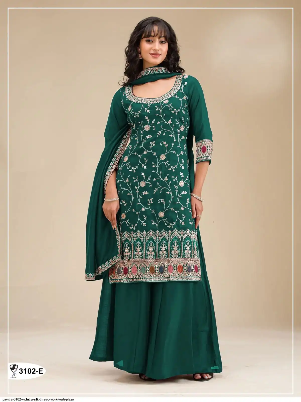PAVITRA 3102 VICHITRA SILK THREAD WORK KURTI PLAZO E
