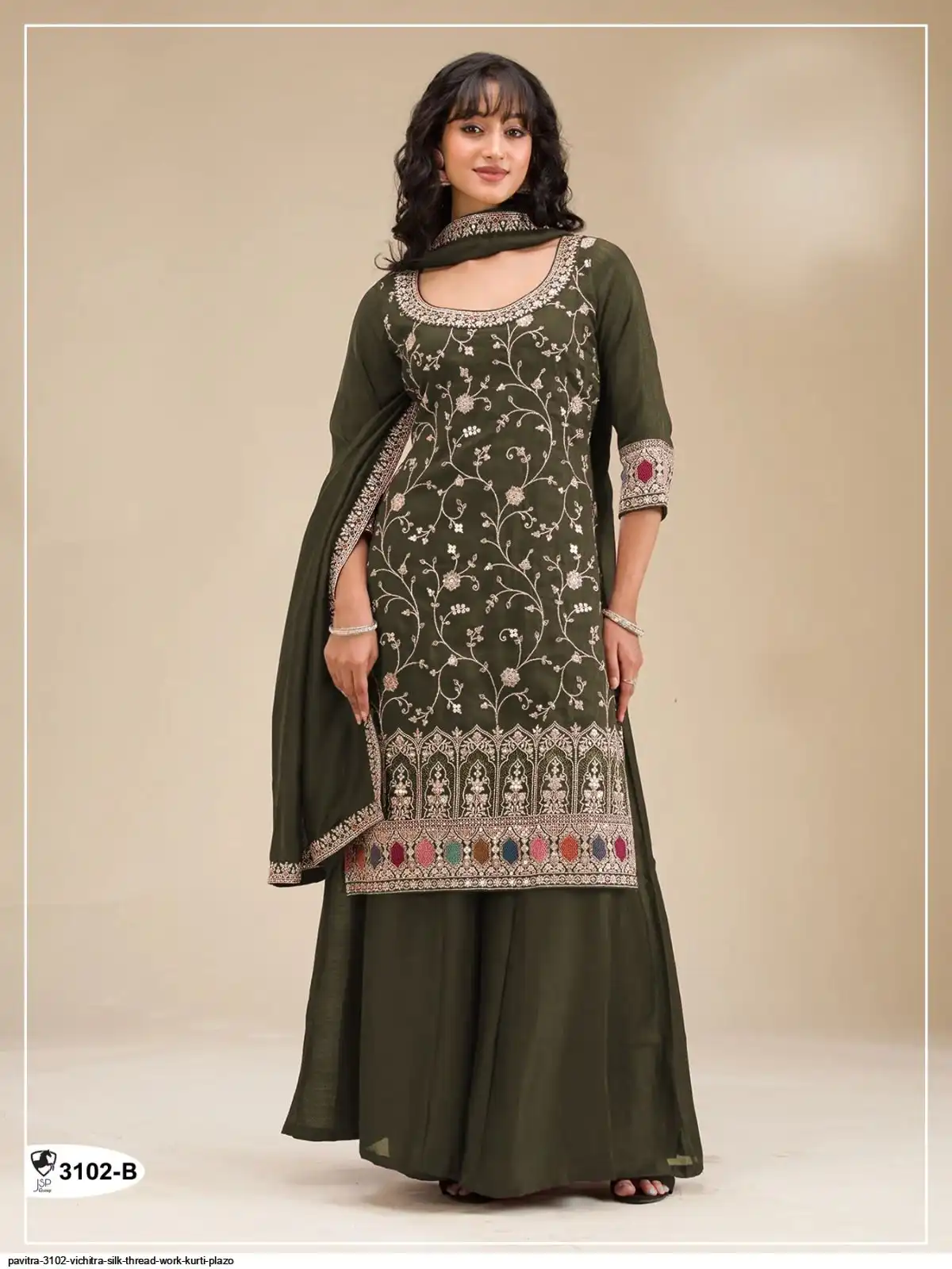 PAVITRA 3102 VICHITRA SILK THREAD WORK KURTI PLAZO B