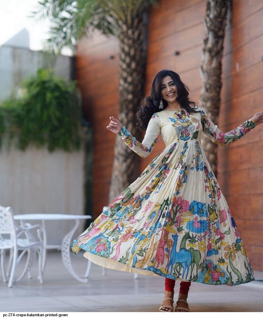 PC 274 CREPE KALAMKARI PRINTED GOWN