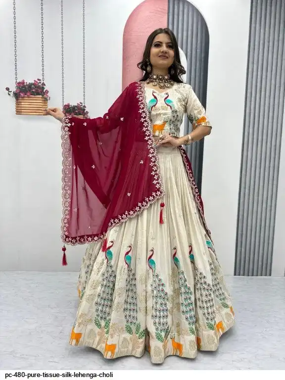 PC 480 PURE TISSUE SILK LEHENGA CHOLI A