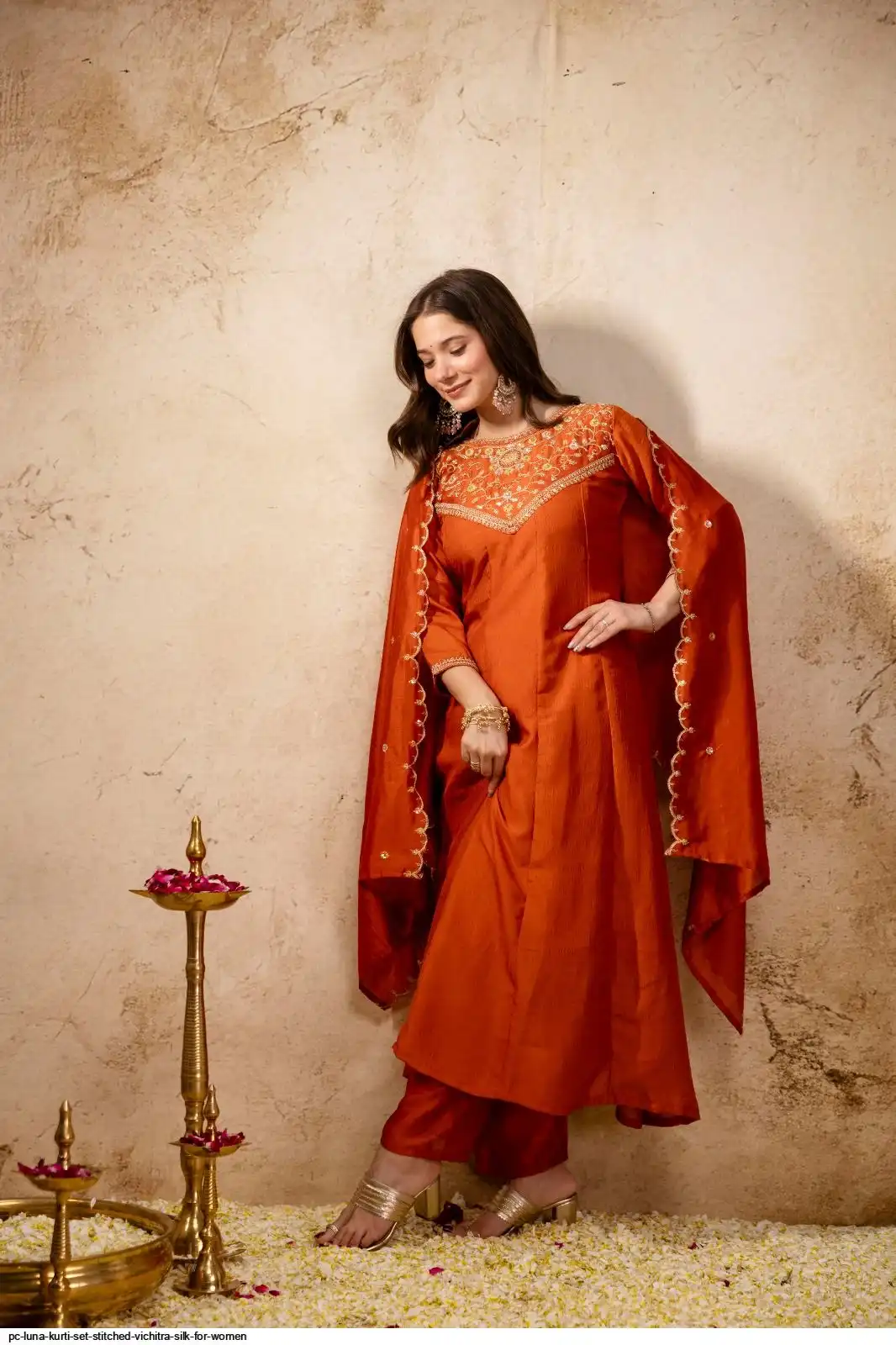 PC LUNA KURTI SET STITCHED VICHITRA SILK FOR WOMEN 4