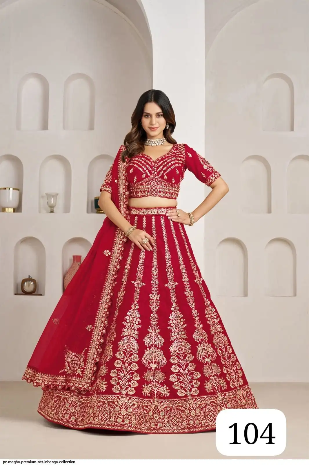 PC MEGHA PREMIUM NET LEHENGA COLLECTION 104