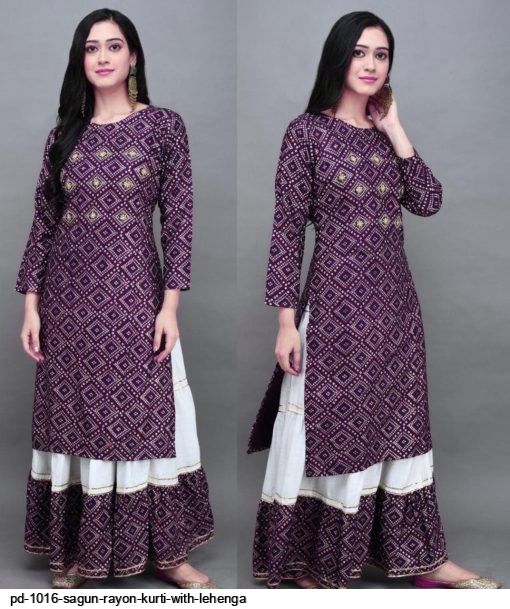 Black & Maroon Banarasi Long Kurti Lehenga Set – CNP Associates LLC