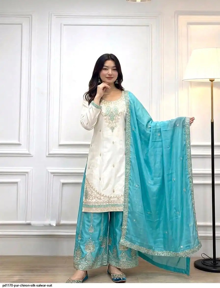 PD1170 PURE CHINON SILK SALWAR SUIT 1