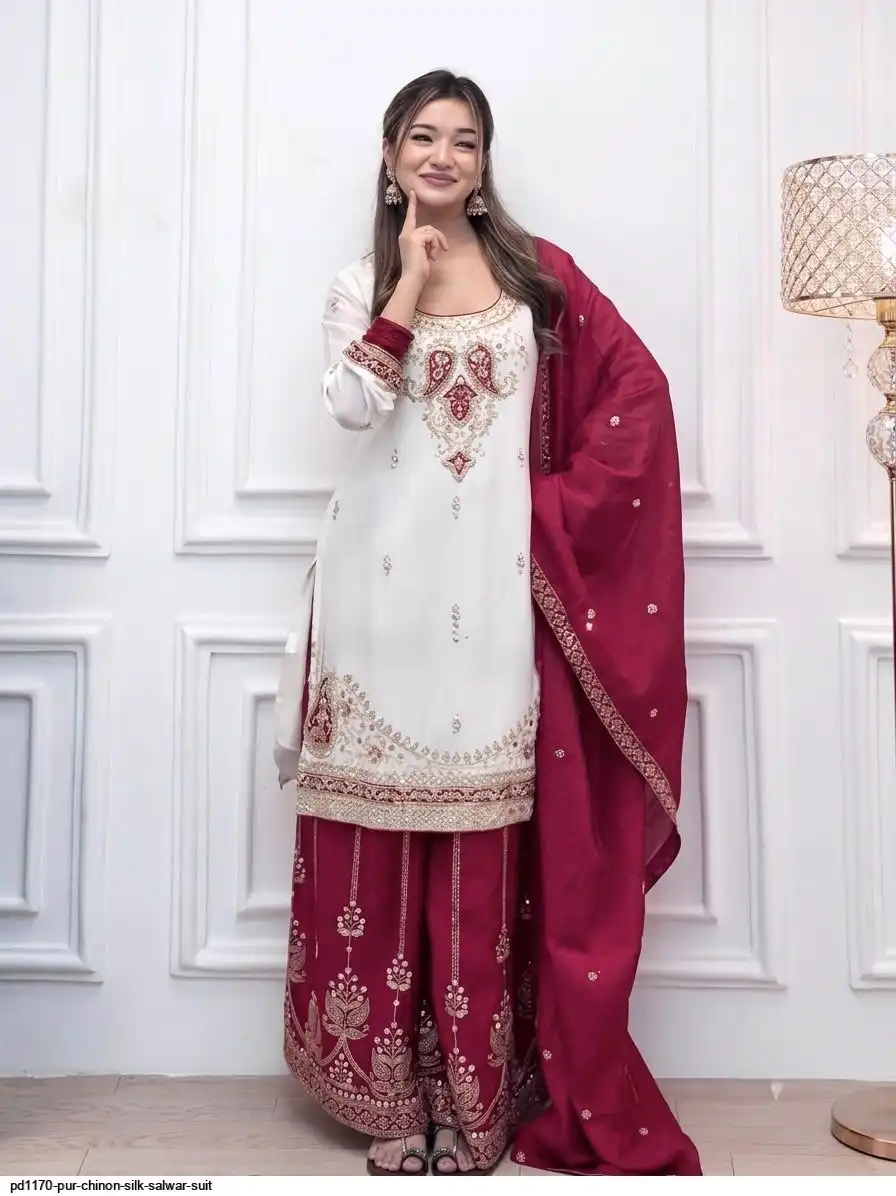 PD1170 PURE CHINON SILK SALWAR SUIT 2