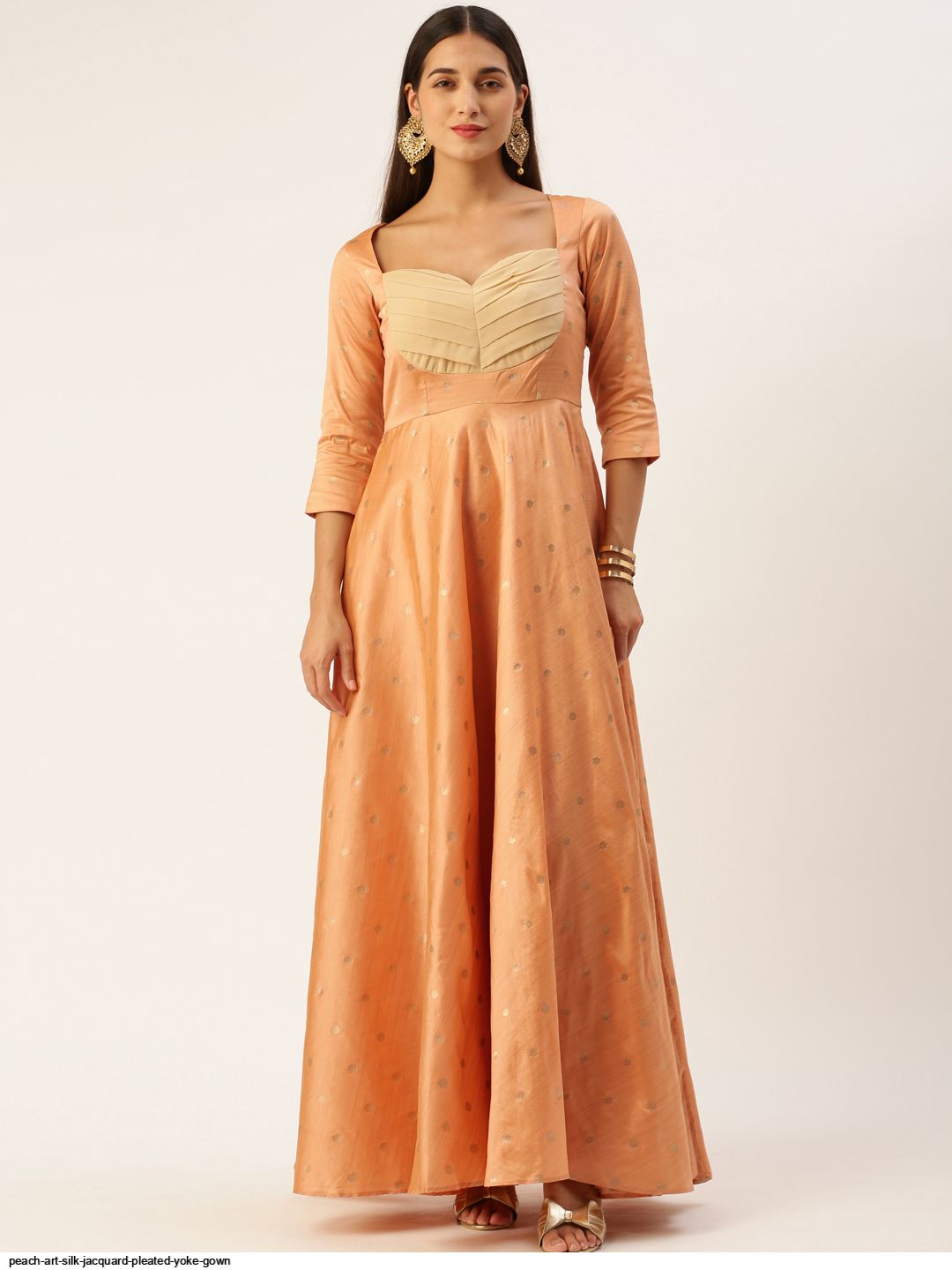 pleated yoke dress Teal Lace-Yoke Pleated Midi Dress