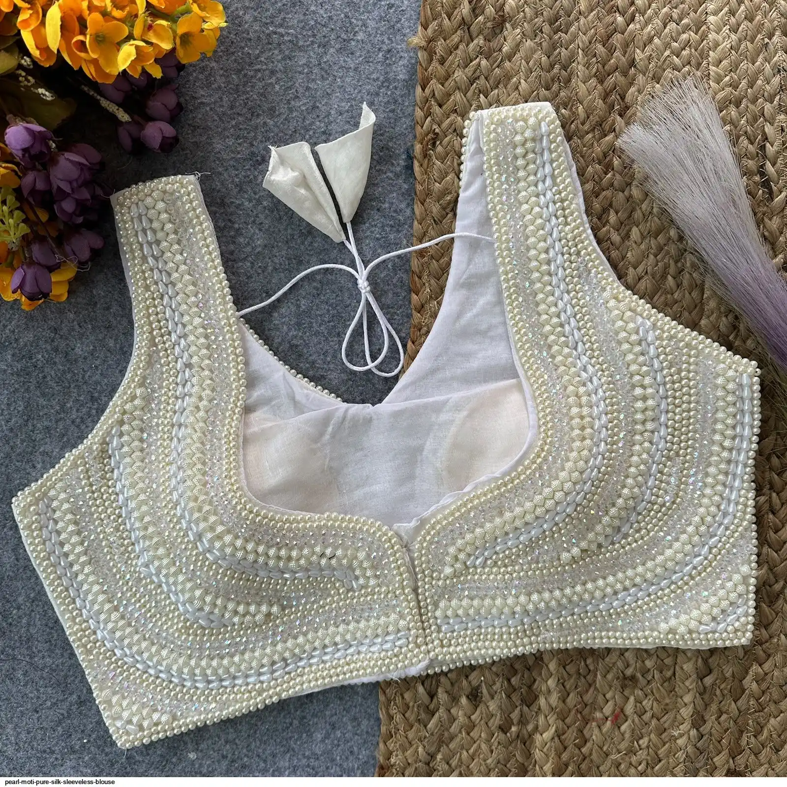 PEARL MOTI PURE SILK SLEEVELESS BLOUSE 2