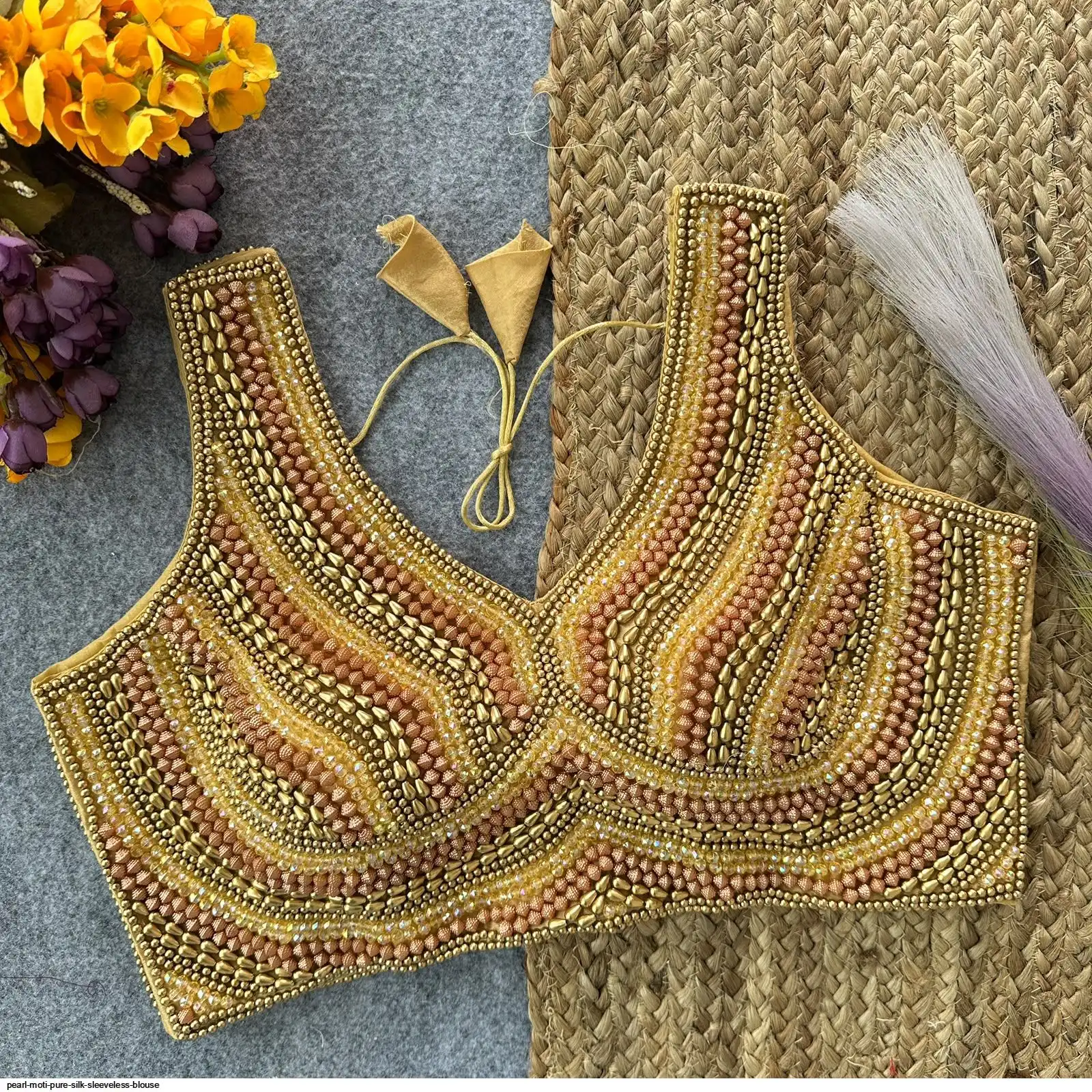 PEARL MOTI PURE SILK SLEEVELESS BLOUSE 3