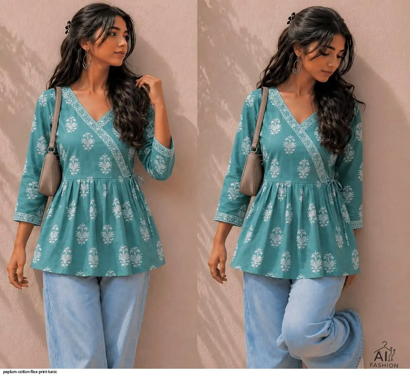 PEPLUM COTTON FLEX PRINT TUNIC B