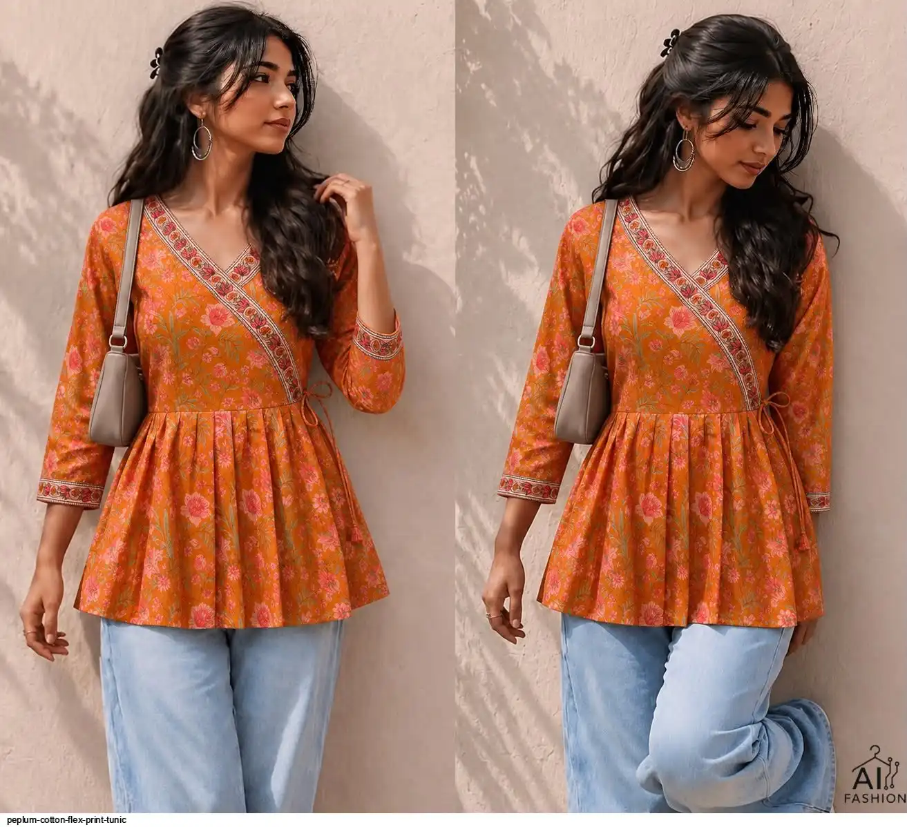PEPLUM COTTON FLEX PRINT TUNIC C