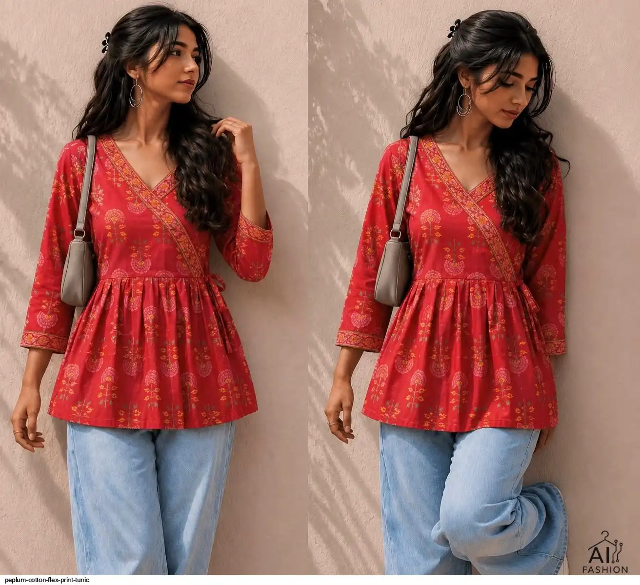 PEPLUM COTTON FLEX PRINT TUNIC D