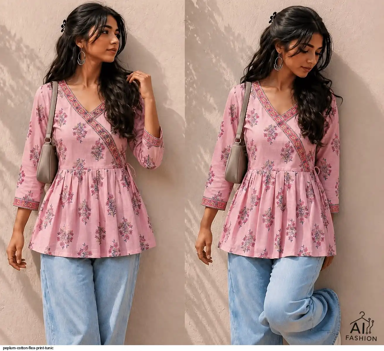 PEPLUM COTTON FLEX PRINT TUNIC E