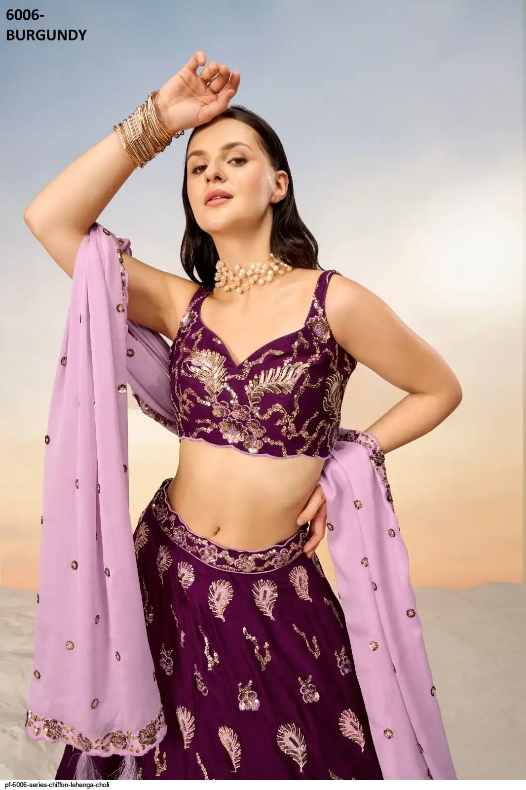PF 6006 SERIES CHIFFON LEHENGA CHOLI