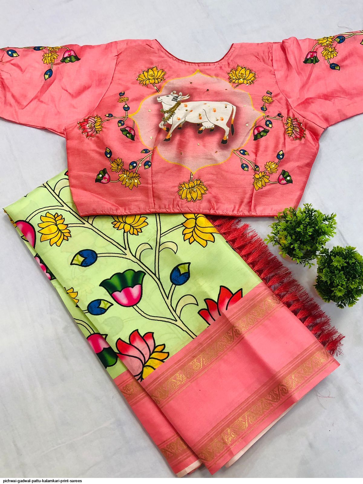 pichwai gadwal pattu kalamkari print sarees 959