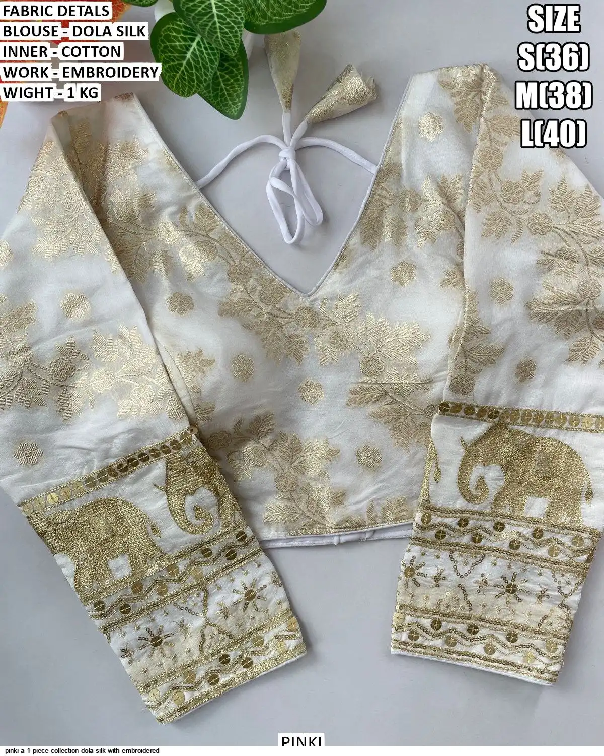PINKI A 1 PIECE COLLECTION DOLA SILK WITH EMBROIDERED 3