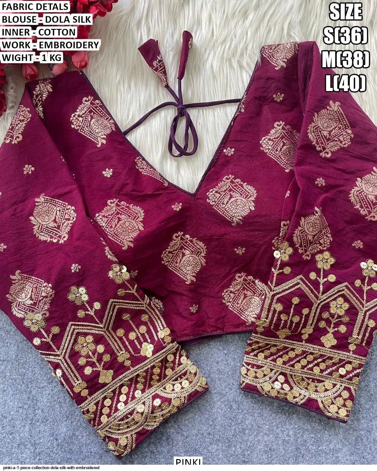 PINKI A 1 PIECE COLLECTION DOLA SILK WITH EMBROIDERED 9