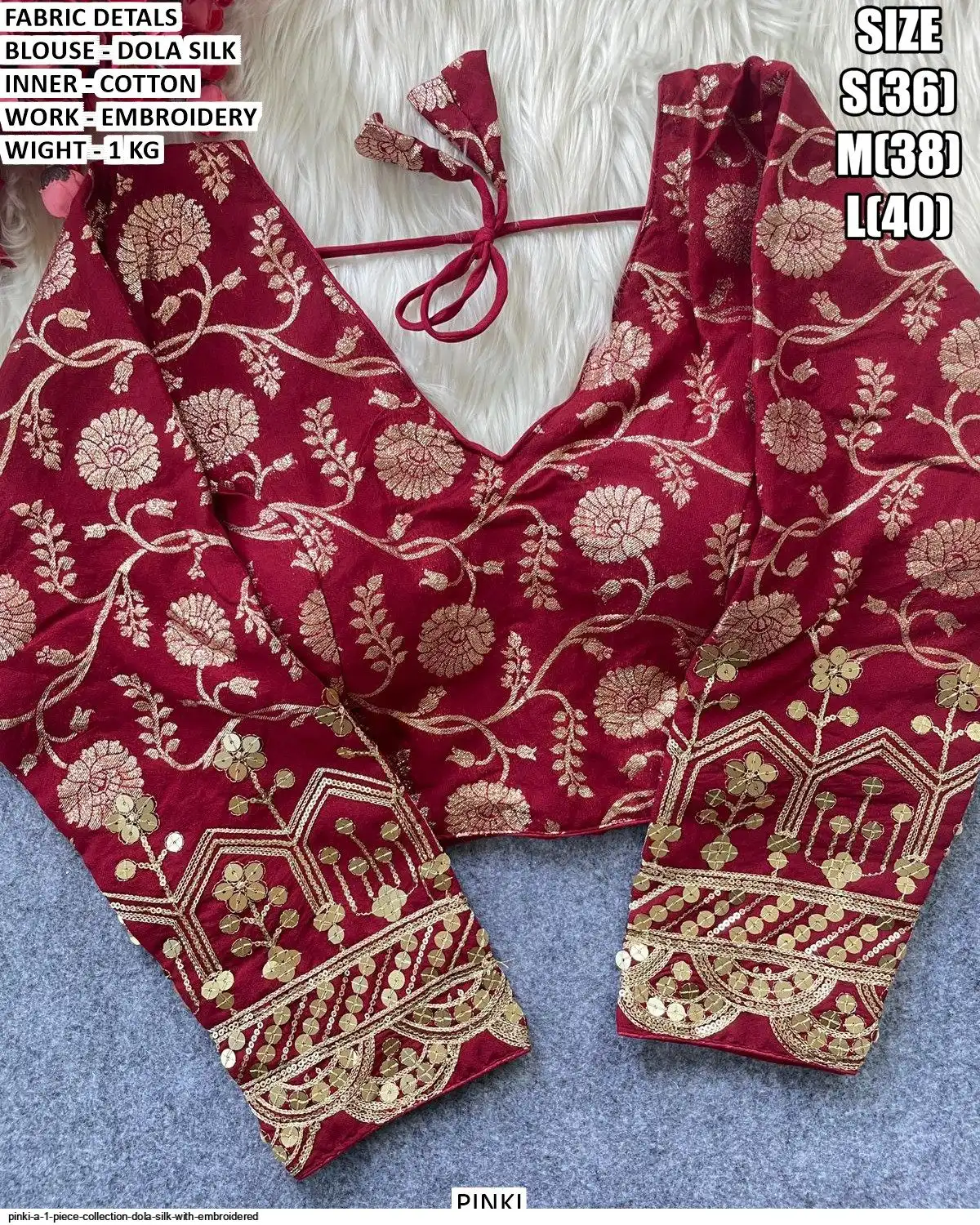 PINKI A 1 PIECE COLLECTION DOLA SILK WITH EMBROIDERED 16