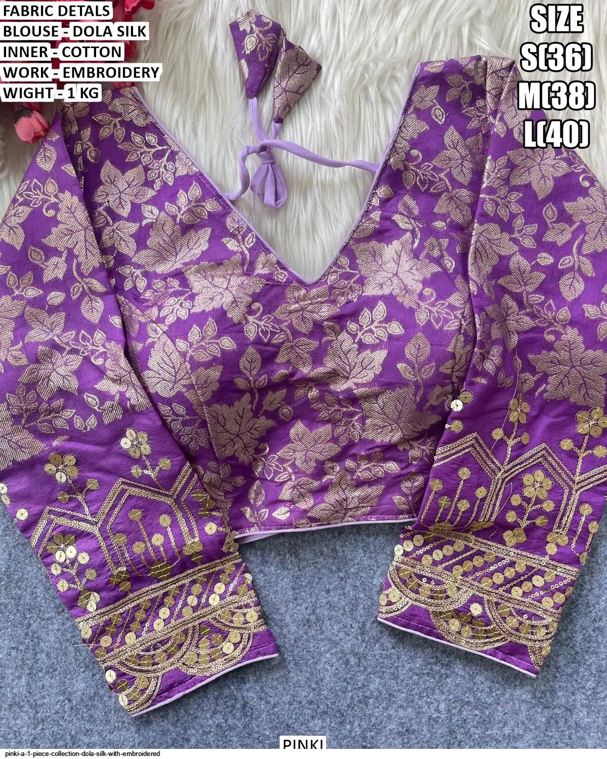PINKI A 1 PIECE COLLECTION DOLA SILK WITH EMBROIDERED 19
