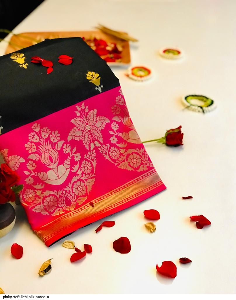 PINKY SOFT LICHI SILK SAREE A