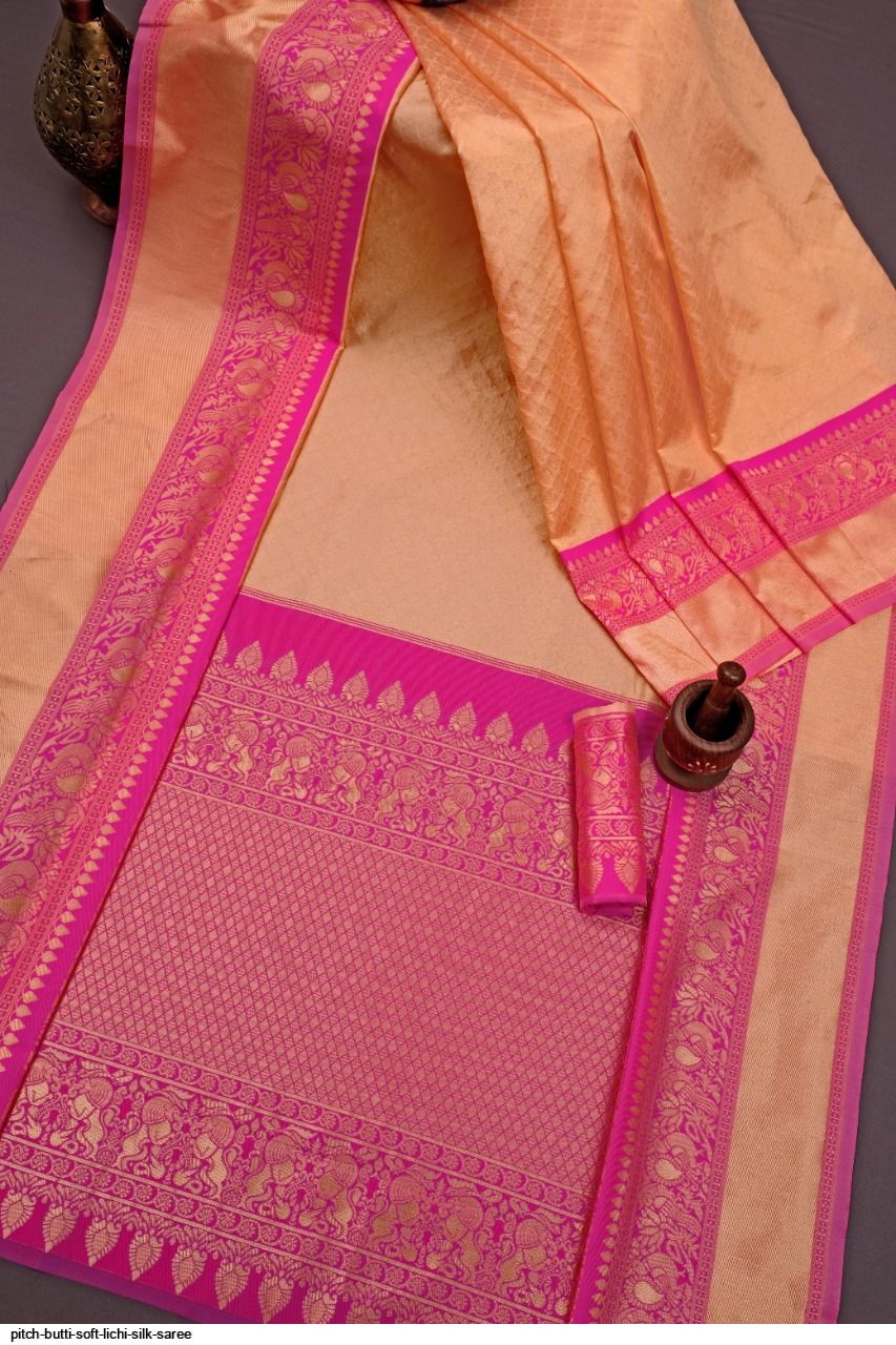 PITCH BUTTI SOFT LICHI SILK SAREE B